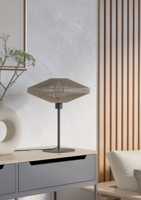 Veioza EGLO Midsumer 44002 E27 1X40W 220-240V,50/60Hz H 440mm x Ø380mm otel negru tesatura crem IP20 [3]