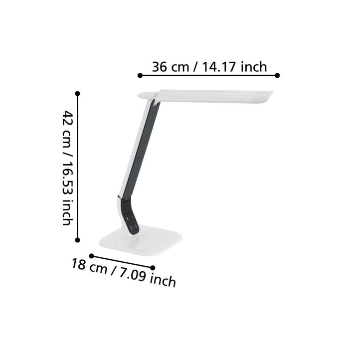 Veioza EGLO Sellano 93901 LED 4W 3000K, 4500K, 6000K 450lm 630 220-240V,50/60Hz L 360mm x H 420mm plastic/otel alb/negru  IP20 [3]