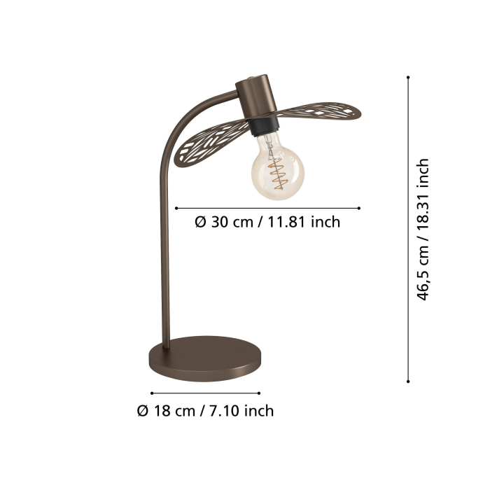 Veioza EGLO Swaby 44126 E27 1X60W 220-240V,50/60Hz L 335mm x l 300mm x H 465mm otel bronz  IP20 [5]