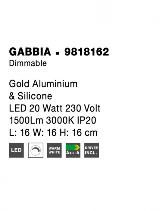 Veioza GABBIA Nova Luce 9818162 LED 20 W, 1500 lm, 3000K IP20 Gold [7]