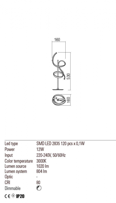 Veioza interior Redo GODART 01-2106 LED 12W h530 Ø160 804lm 3000K IP20 Nedimabil Alb Mat [2]