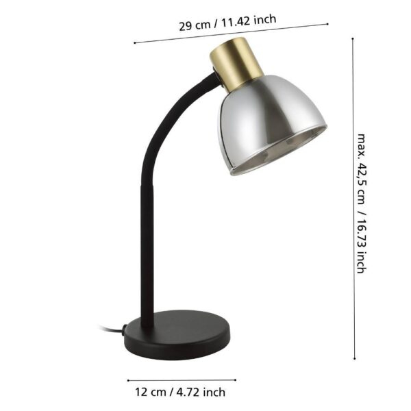 Veioză MACERE E14 1X25W IP20 340mm 901062, otel, negru, alama periata [4]