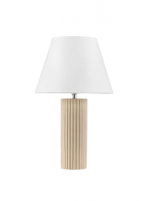 Veioza Nova Luce BACCO 9001062 Beige Scallop Stone Casting & Fabric Shade E27 1x12W IP20 [1]