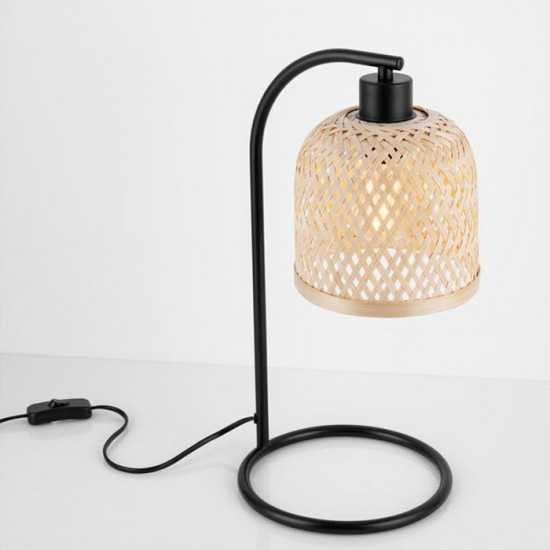 Veioza Nova Luce Intra, negru, abajur ratan, 1XE27, H.41 cm, 9001087 [3]