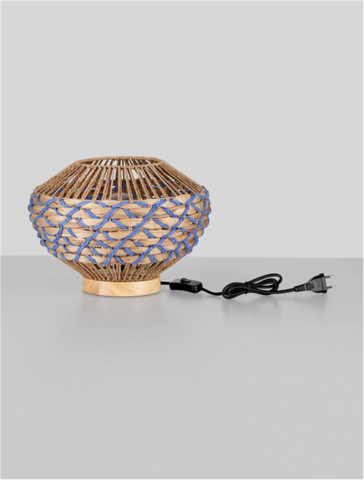 Veioza Nova Luce JACO 9586624 Natural Water Hyacinth Natural Blue Rope & Wood Base E27 1x12W IP20 [3]