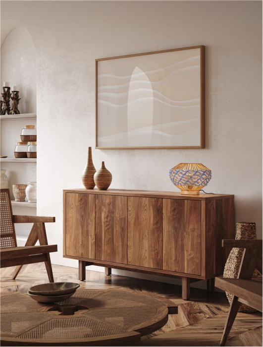 Veioza Nova Luce JACO 9586624 Natural Water Hyacinth Natural Blue Rope & Wood Base E27 1x12W IP20 [2]