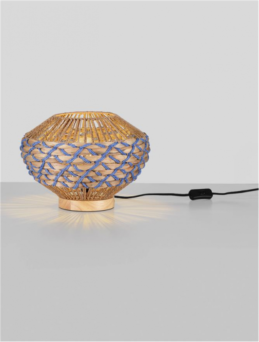 Veioza Nova Luce JACO 9586624 Natural Water Hyacinth Natural Blue Rope & Wood Base E27 1x12W IP20 [4]