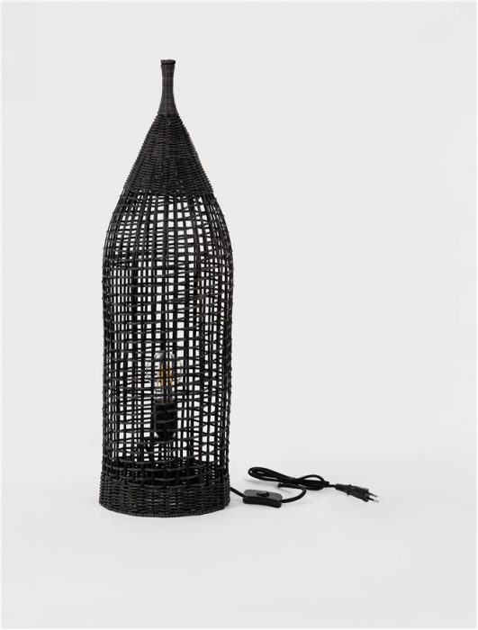 Veioza Nova Luce NAOS 9586629 Black Rattan & Sandy Black Metal E27 1x12W IP20 [3]