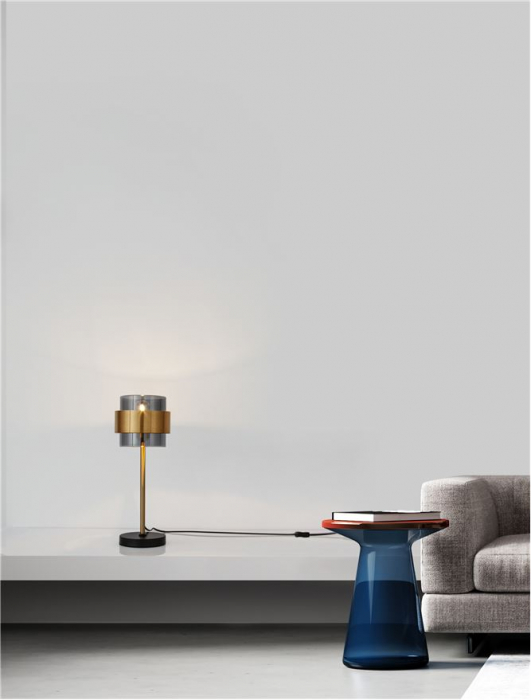 Veioza Nova Luce SIANNA E27 4x12W   Smoke Glass & Black Cord & Brass gold Metal IP20 [2]