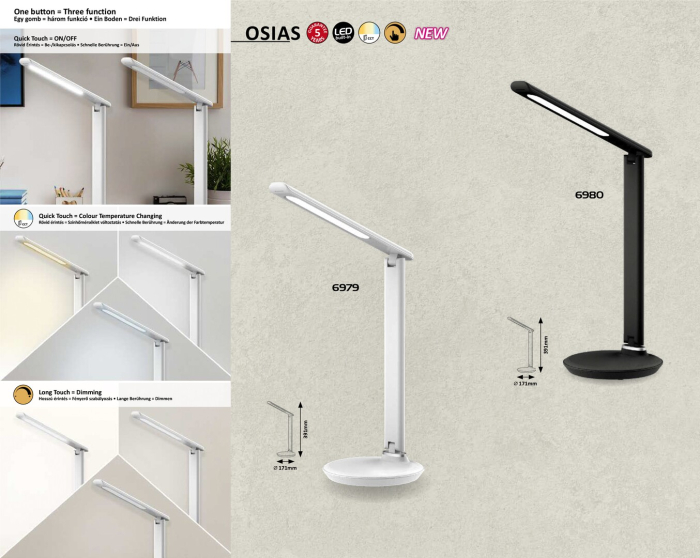 Veioza Rabalux Osias LED 9W 400lm 2700-6500 plastic white stil modern 230V, 50Hz IP20 6979 [2]