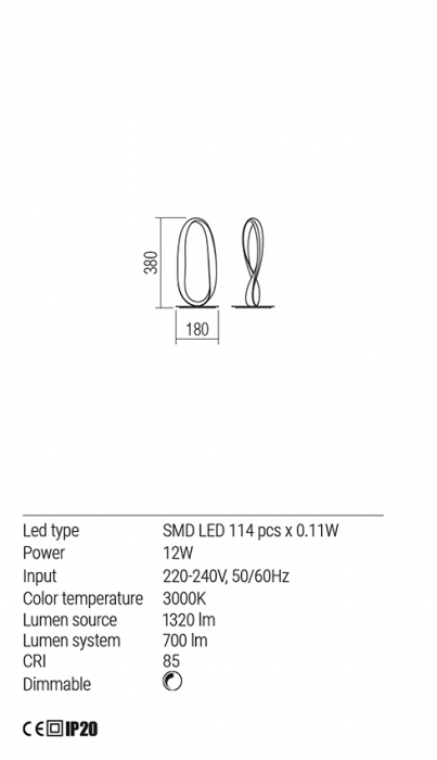 Veioza REDO Nubo 01-1418 1x12W 3000K 700lm Nedimabila IP20 White [3]