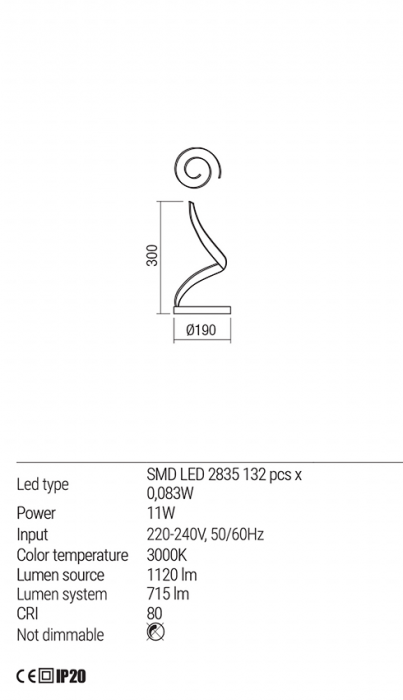 Veioza Redo Torsion LED alb mat 11W 1120/715 lumeni alb cald 3000K 01-1815 [3]