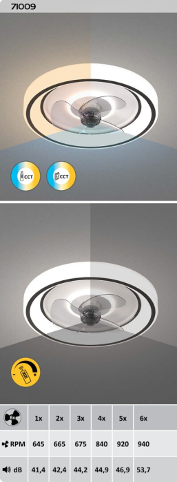 Ventilator Rabalux Horacio LED 67W 5850lm 3000-6000 metal black stil modern 230V, 50Hz IP20 71009 [8]
