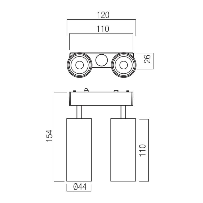 XT32WW SP SBK Set de două proiectoare orientabile 2x9W 2x900lm 3000K pentru montajul pe profilele încastrate/aparente ale familiei XTINY [2]