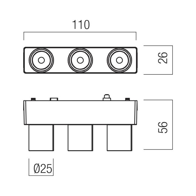 XT43WW PF SWH Spot fix tip plafonieră 3x2w 600lm 3000K 24 grd pentru montajul pe profilele încastrate/aparente XTINY [2]