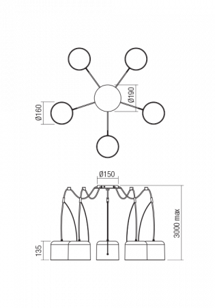 01-1827  Suspensie  REDO DODO, White, E27, 5x15W, IP20 [1]