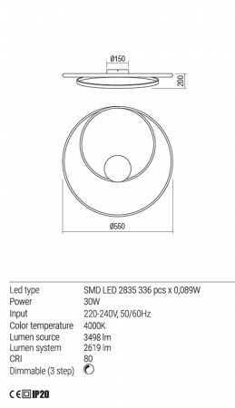 01-1886 Aplica/Plafoniera REDO TORSION LED 29W 2589lm 4000K IP20 Aluminiu Matt White CRI80 3 STEP DIMMING [1]