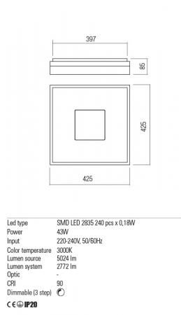 01-1998  Plafoniera  REDO MAYA, SAND PALE GOLD, LED, 43W, 5024 lm,3000K, 3 STEP DIMMING, IP20 [2]
