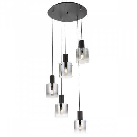 BLACK FRIDAY 2024 - 01-2009 Suspensie REDO LOU  E27 5 x max. 42W  IP20 Metal/Aluminiu Satin black/smoky shadow