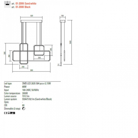 01-2100 Suspensie REDO THAI LED 80W 5162lm 3000K IP20 Aluminiu Sand Black CRI80 DIMABIL [1]