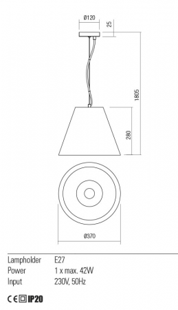 01-2215  Suspensie  REDO TESSA, GREY, E27, 1x42W, IP20 [2]