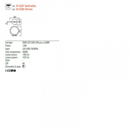 01-2227 Veioza REDO SPELL LED 12W 1027lm 3000K IP20 Aluminiu Sand White CRI80 DIMABIL [1]