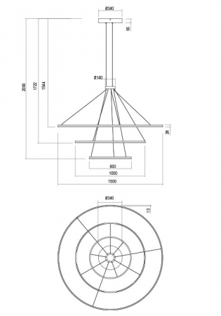 01-2245 Suspensie REDO ORBIT LED 200W 12968lm 3000K IP20 Aluminiu Sand White CRI 80 Dimabil TRIAC [1]