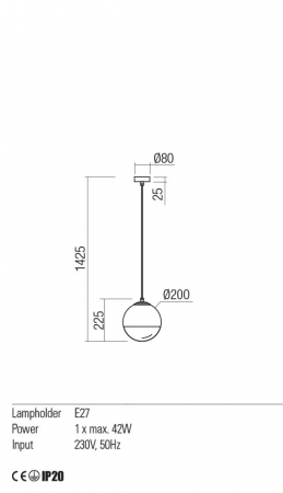 01-2267 Suspensie REDO BERRY E27 1x42W  IP20 Metal/Sticla Chrome / graduately smoke glass [1]