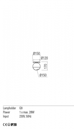 01-2277 Plafoniera REDO BERRY G9 1x28W  IP20 Metal/Sticla Chrome / graduately smoke glass [1]