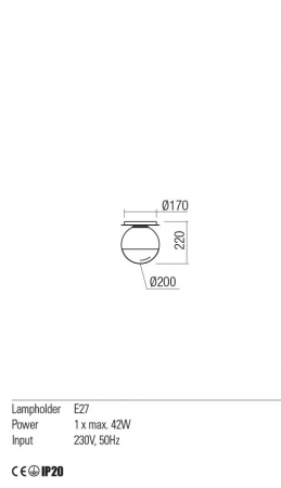 01-2279 Plafoniera REDO BERRY E27 1x42W  IP20 Metal/Sticla Chrome / graduately smoke glass [1]