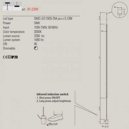 01-2284 Suspensie/Lampadar REDO ACROBAT LED 30W 1680lm 3000K IP20 Aluminiu Negru CRI90 DIMABIL TRIAC [1]