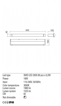 01-2294 Aplica REDO FLIPPER LED 17W 1525lm 3000K IP44 Aluminiu White CRI82 Nedimabil [1]