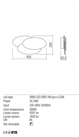 01-2297  Aplica  REDO GAMER, MAT WHITE, LED, 35,76W, 4291 lm,3000K, , IP20 [2]