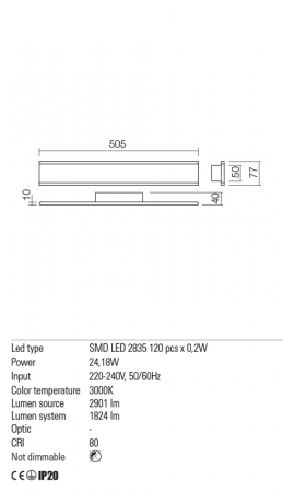 01-2300  Aplica  REDO RAIL, SAND WHITE, LED, 24W, 2901 lm,3000K, , IP20 [2]