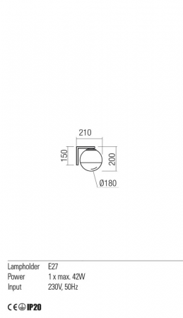 01-2302 Aplica REDO BERRY E27 1x42W  IP20 Metal/Sticla Painted gold / graduately white glass [1]