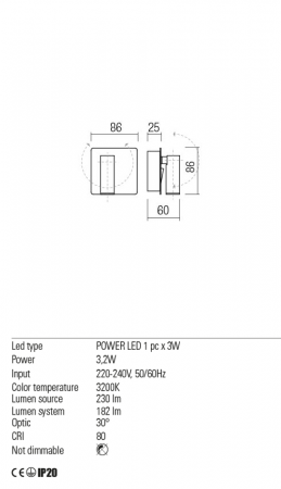 01-2339  Aplica  REDO TOMIX, SATIN NICKEL, LED, 3,2W, 230 lm,3200K, , IP20 [2]