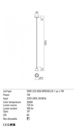 01-2350  Suspensie  REDO EIKO, ROSE GOLD, LED, 6W, 630 lm,3000K, , IP20 [1]