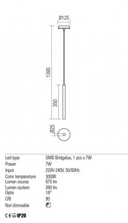 01-2365 Suspensie REDO KANJI LED 7W 390lm 3000K IP20 Metal Sand Coffee CRI90 Nedimabil [1]