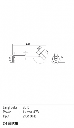 01-2369  Aplica  REDO PIVOT, BLACK, GU10, 1x40W, IP20 [2]