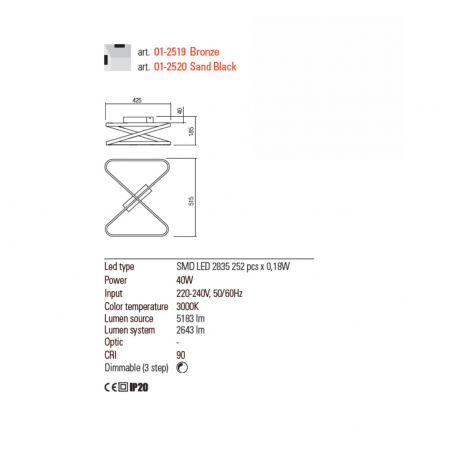 01-2520 Aplice/Plafoniere REDO FERAL LED 40W 2643lm 3000K IP20 Aluminiu Sand Black CRI90 DIMABIL [1]
