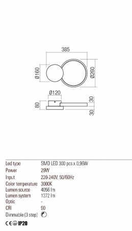 01-2533  Aplica/plafoniera  REDO CRONOS, SAND WHITE, LED, 29W, 4056 lm,3000K, 3 STEP DIMMING, IP20 [2]