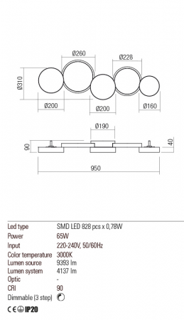 01-2539  Plafoniera  REDO CRONOS, SAND WHITE, LED, 65W, 9393 lm,3000K, 3 STEP DIMMING, IP20 [2]
