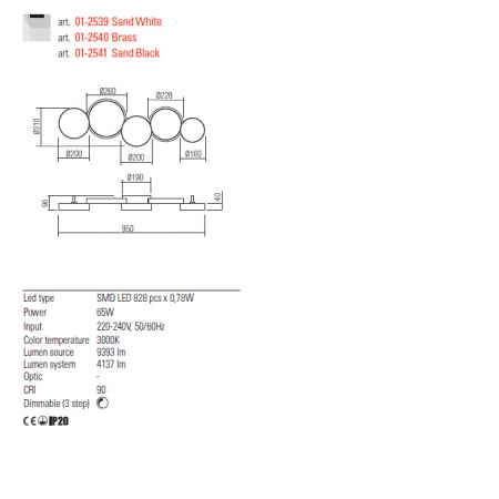 01-2540 Plafoniera REDO CRONOS LED 65W 4139lm 3000K IP20 Aluminiu Brass CRI 90 Dimable 3 step [1]
