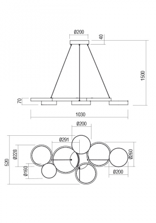 01-2547  Suspensie  REDO CRONOS, SAND BLACK, LED, 65W, 9393 lm,3000K, 3 STEP DIMMING, IP20 [1]