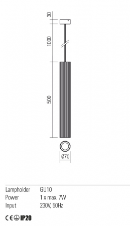 01-2563 Suspensie REDO DELPHI GU10 1 x max. 7W lm  IP20 Metal/Aluminiu Mat black [1]