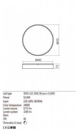 01-2572  Plafoniera  REDO YOMO, SAND BLACK, LED, 53,6W, 5710 lm,3000K, 3 STEP DIMMING, IP20 [1]
