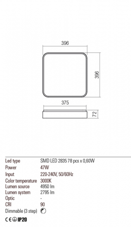 01-2578  Plafoniera  REDO YOMO, SAND BLACK, LED, 47W, 4950 lm,3000K, 3 STEP DIMMING, IP20 [2]