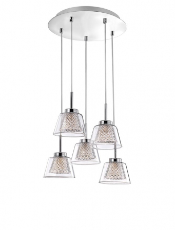 Moderne - 1300301305 Lustra Nova Luce BOCCALE G9 5x5W   Aluminium & Clear Glass Chrome  IP20