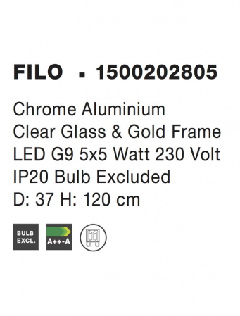 1500202805 Lustra Nova Luce FILO G9 5x5W   Aluminium & Clear Glass Chrome  IP20 [3]