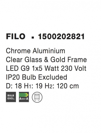 1500202821 Pendul Nova Luce FILO G9 1x5W   Aluminium & Clear Glass Chrome  IP20 [3]